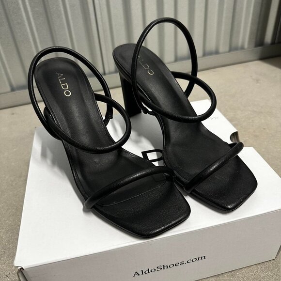 Aldo Black Strappy Heels - Picture 1 of 7